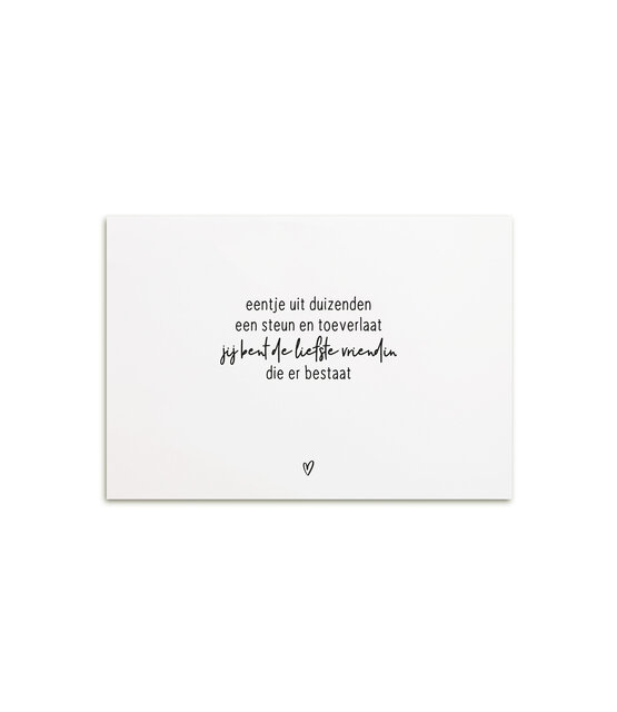 Kaart met gedicht 'Jij bent de liefste vriendin die er bestaat'