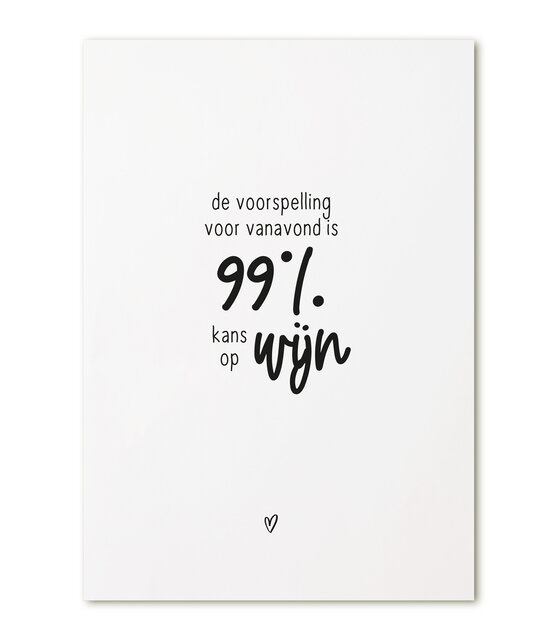 Kaart De voorspelling voor vanavond is 99% kans op wijn