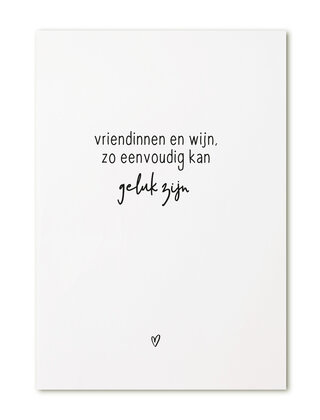 Kaart met tekst 'Vriendinnen en wijn...'