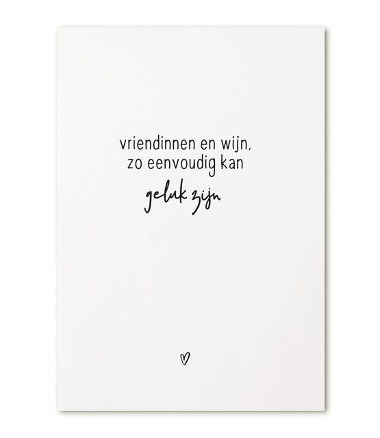 Kaart met tekst 'Vriendinnen en wijn...'