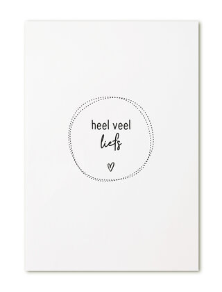 Kaart met tekst 'Heel veel liefs'