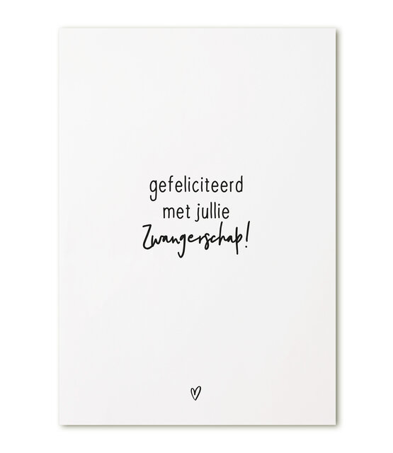 Kaart met tekst 'Gefeliciteerd met jullie zwangerschap'