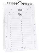 Zwart wit verjaardagskalender staand met leuke quotes