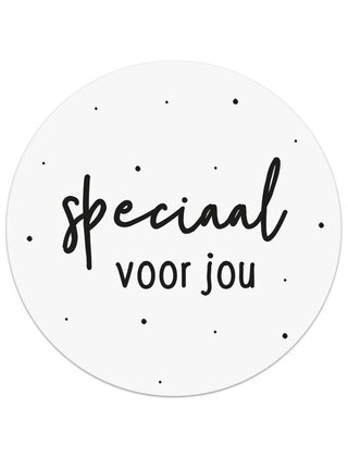Sticker 'Speciaal voor jou' - zwart wit - 4,5cm