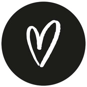 Sticker zwart met wit hartje - 4,5cm