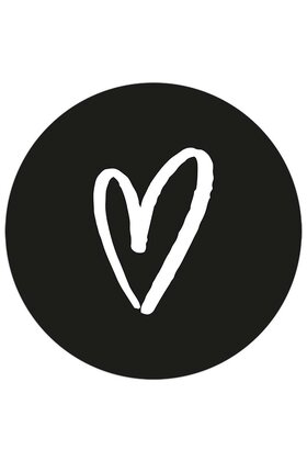 Sticker zwart met wit hartje - 4,5cm