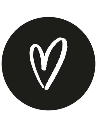 Sticker zwart met wit hartje - 4,5cm