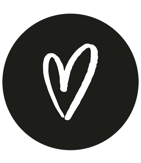 Sticker zwart met wit hartje - 4,5cm