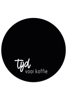 Muismat vinyl - zwart met tekst 'Tijd voor koffie'