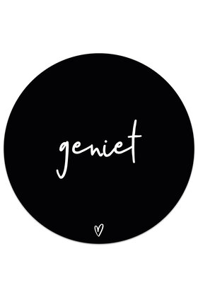 Muismat vinyl - zwart met tekst 'Geniet'