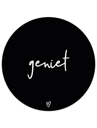 Muismat vinyl - zwart met tekst 'Geniet'