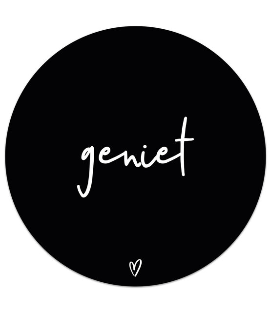 Muismat vinyl - zwart met tekst 'Geniet' 25cm Muismat vinyl - zwart met tekst 'Geniet' 25cm