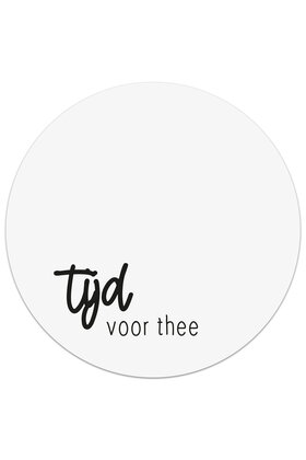 Muismat vinyl - wit met tekst 'Tijd voor thee'