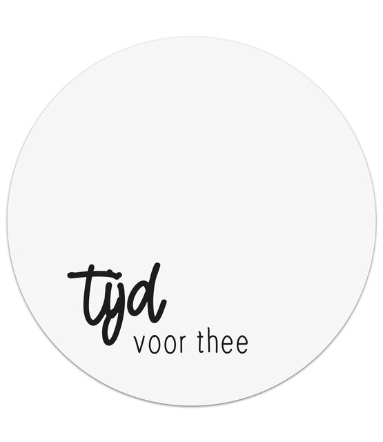 Muismat vinyl - wit met tekst 'Tijd voor thee' 25cm Muismat vinyl - wit met tekst 'Tijd voor thee' 25cm
