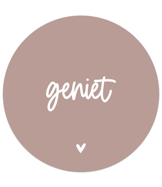 Muurcirkel oudroze met tekst Geniet