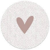 Muurcirkel oudroze met hart en dots patroon Muurcirkel oudroze met hart en dots patroon