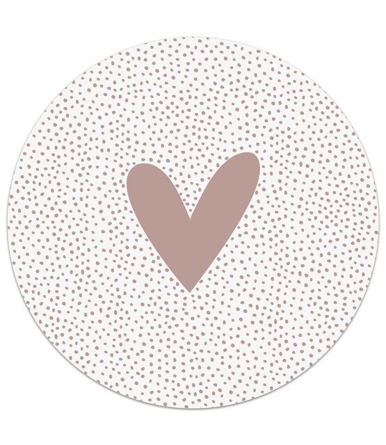 Muurcirkel oudroze met hart en dots patroon Muurcirkel oudroze met hart en dots patroon