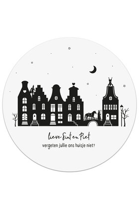 Muurcirkel (binnen) Sinterklaas 'Lieve Sint en piet, vergeten jullie ons huisje niet?' - 20cm