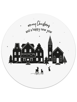 Muurcirkel kerst (binnen) 'Merry Christmas and a happy new year' - 20cm