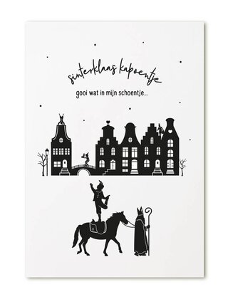 Kaartje Sinterklaas 'Sinterklaas kapoentje, gooi wat in mijn schoentje'