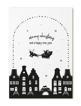 Kerstkaart 'Merry christmas and a happy new year'