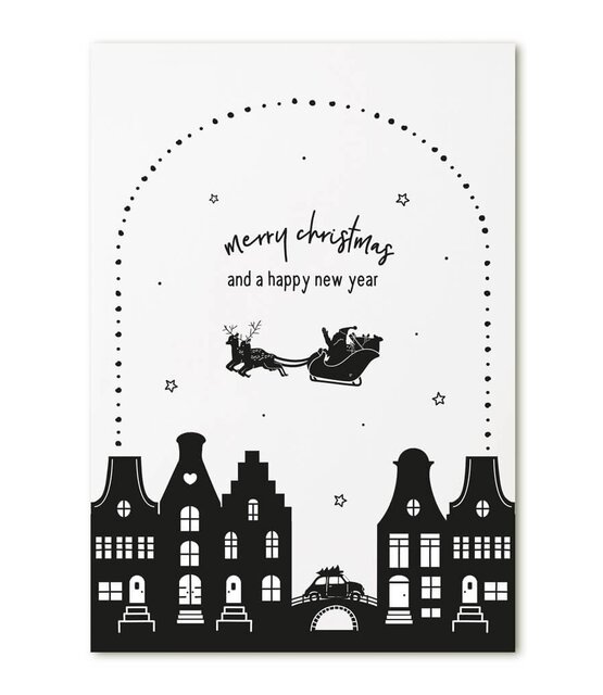 Kerstkaart A6  'Merry christmas and a happy new year'