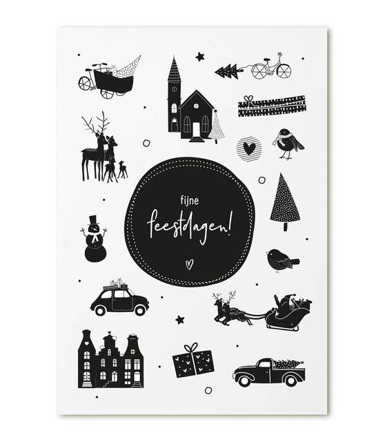 Kerstkaart A6  'Fijne feestdagen!'