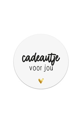 Sticker wit met goudfolie Cadeautje voor jou - 4,5cm