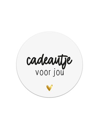 Sticker wit met goudfolie Cadeautje voor jou - 4,5cm