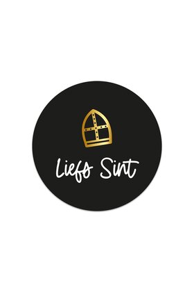 Sticker wit met goudfolie Liefs Sint - 4,5cm