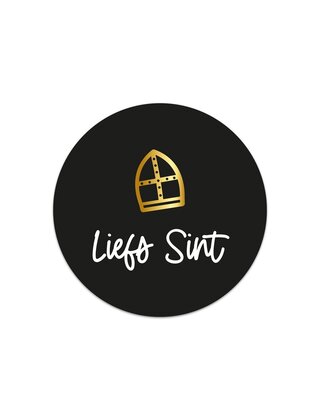 Sticker wit met goudfolie Liefs Sint - 4,5cm