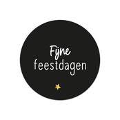 Sticker wit met goudfolie Fijne feestdagen - 4,5cm