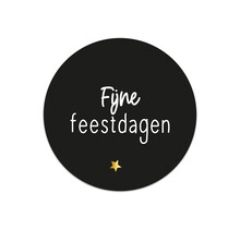 Sticker wit met goudfolie Fijne feestdagen - 4,5cm
