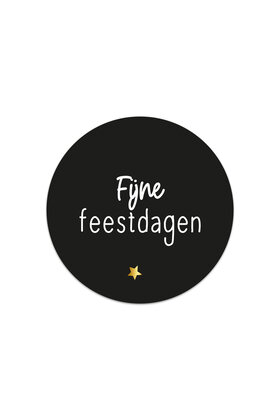 Sticker wit met goudfolie Fijne feestdagen - 4,5cm