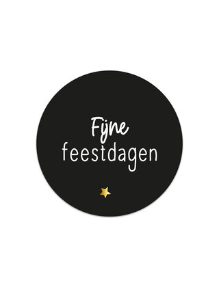 Sticker wit met goudfolie Fijne feestdagen - 4,5cm