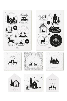 Set kerst cadeaukaartjes + kerst cadeaustickers