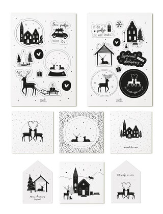 Set kerst cadeaukaartjes + kerst cadeaustickers