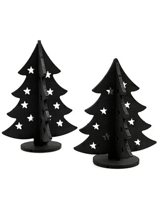 Houten kerst set (bij grachtenpandjes) - 2 kerstboompjes
