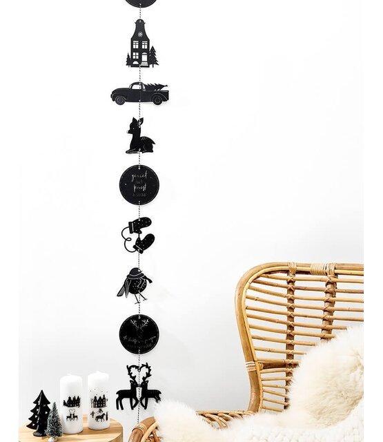 Kerst slinger zwart met verschillende figuren