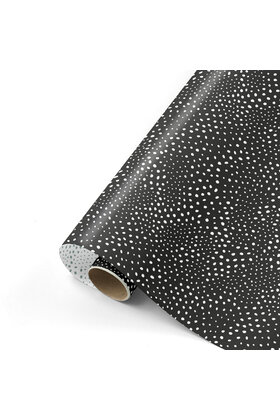 Rol cadeaupapier - zwart wit dotspatroon