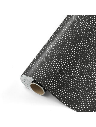 Rol cadeaupapier - zwart wit dotspatroon