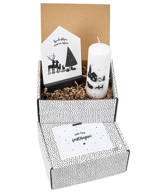 Cadeaupakket - kerstpakket 'Fijne feestdagen, maak het magisch' - Kaars en forex huisje