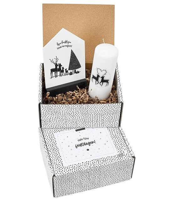 Cadeaupakket - kerstpakket 'Fijne feestdagen, maak het magisch' - Kaars en forex huisje