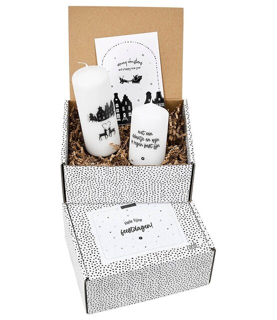 Cadeaupakket - kerstpakket 'Merry Christmas' - set kerst kaarsen