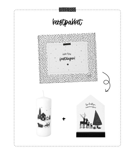 Cadeaupakket - kerstpakket 'Fijne feestdagen, maak het magisch' - Kaars en forex huisje