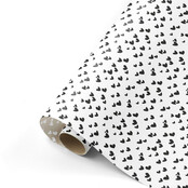 Rol cadeaupapier - zwit met zwarte hartjes 50x300cm