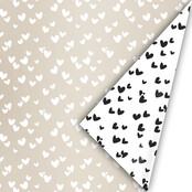 Rol cadeaupapier - zwit met zwarte hartjes 50x300cm