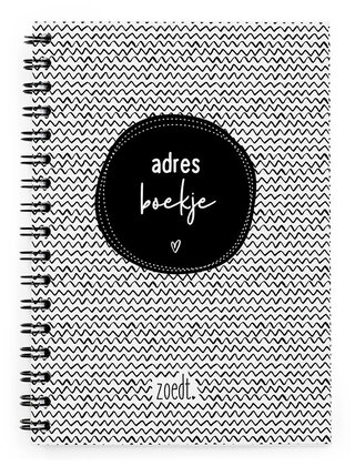 Adresboekje ringband met zwart wit patroon