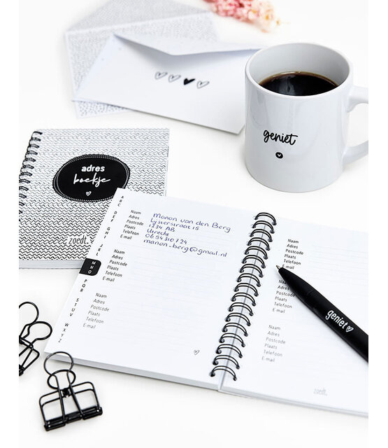 Adresboekje zwart wit patroon | A6 formaat