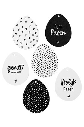 Set van 6 paashangers - zwart wit